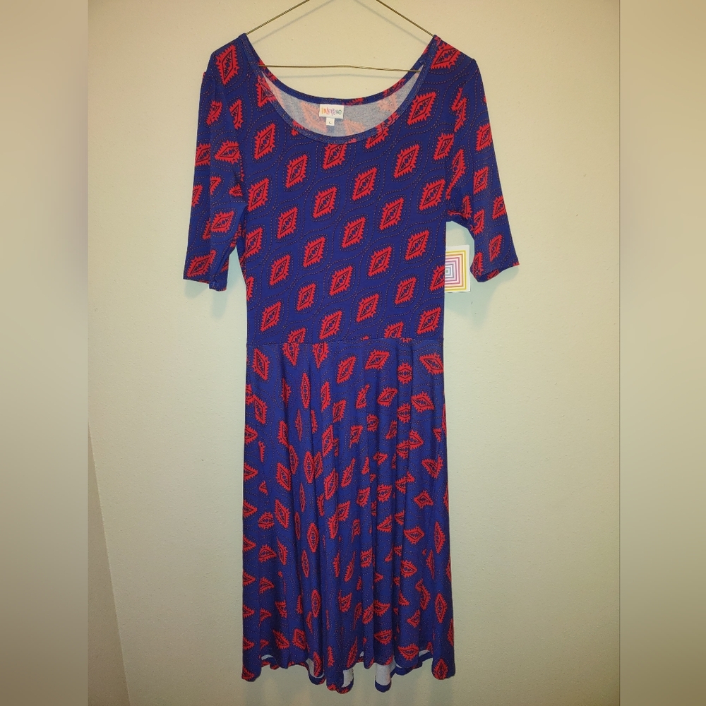 LulaRoe Nicole L - (14-16) Navy Blue & Red
